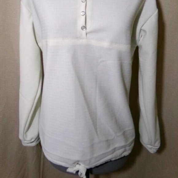 Lightweight 1/2 snap up Henley Top M Minty yellow Crew neck long sleeve Blouse - Picture 7 of 11